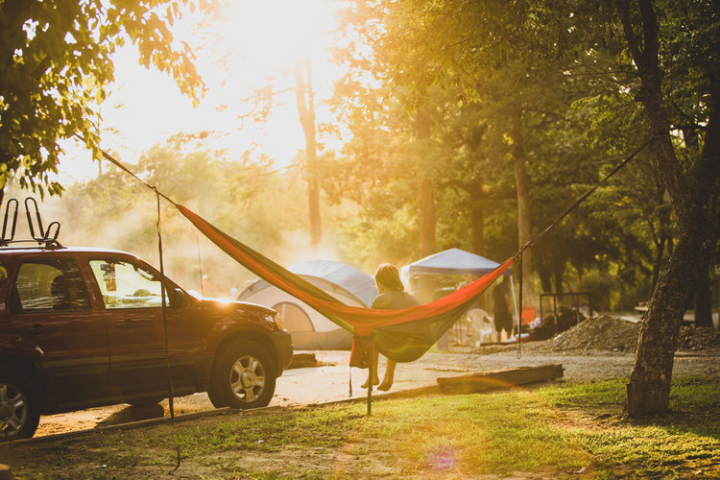 a car parked in a field